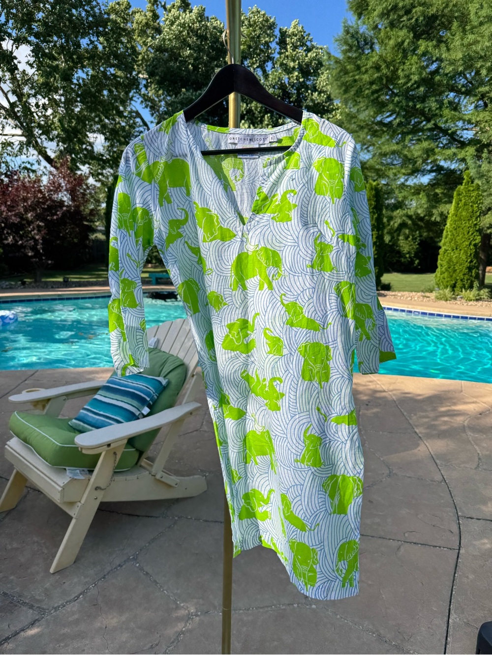 Gretchen Scott Designs Lime Green & White Elephant Print Mini Dress XS - Picture 4 of 8